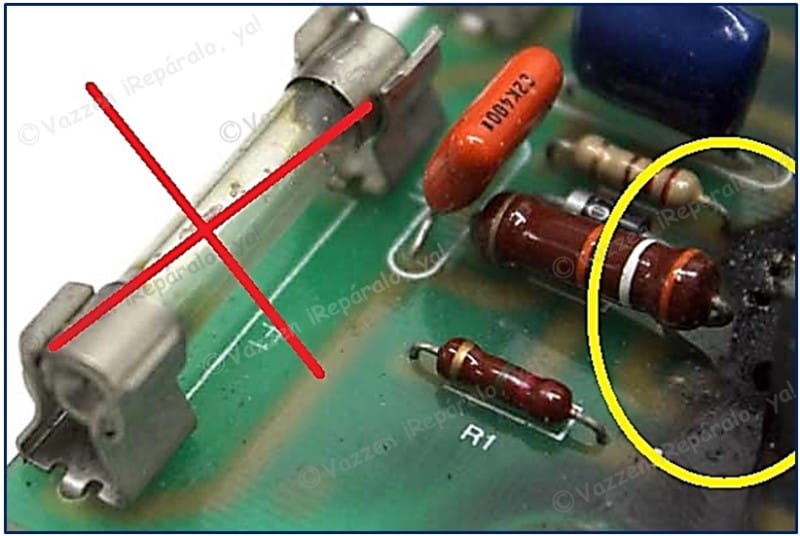 Fusible interno de microondas fundido y reemplazo nuevo